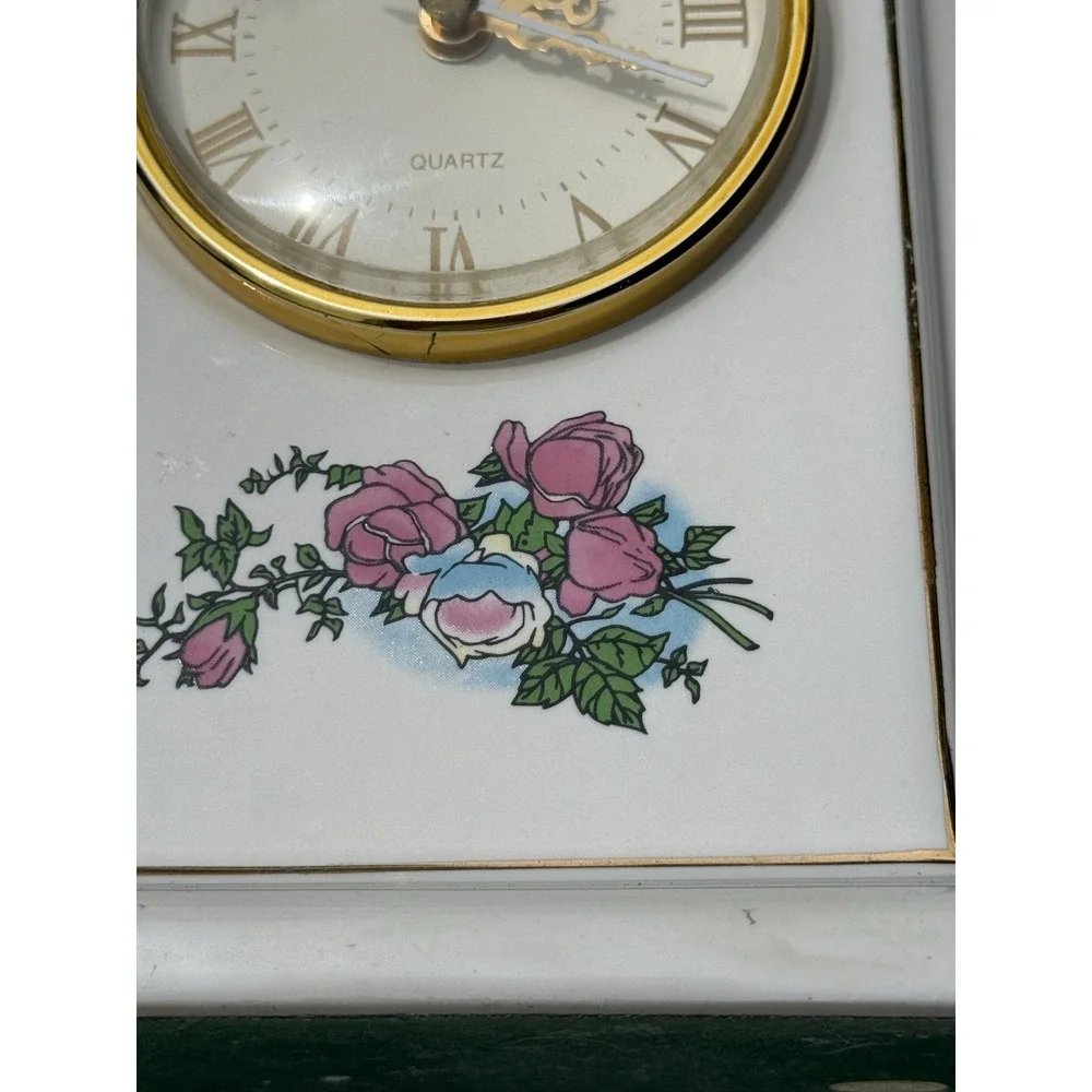 VTG PS Paul Sebastian Mantel Clock Floral Porcelain Ceramic 1996 Limited Edition